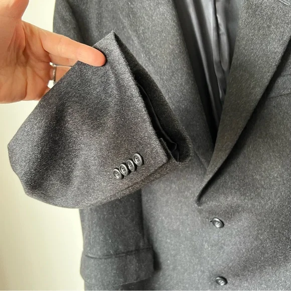 Jos A Bank Gordon Mens Cashmere Sport Coat 46R Dark Gray Jacket Blazer